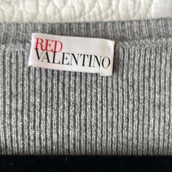 RED Valentino Wool-Cashmere Blend Gray Ruffle Sweater Tunic - Picture 2 of 9